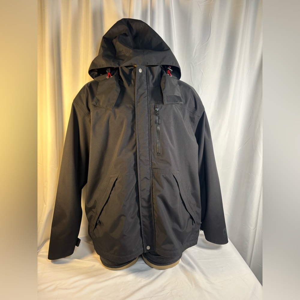 Men's Black Technical Hooded Parka - Waterproof Utility Jacket